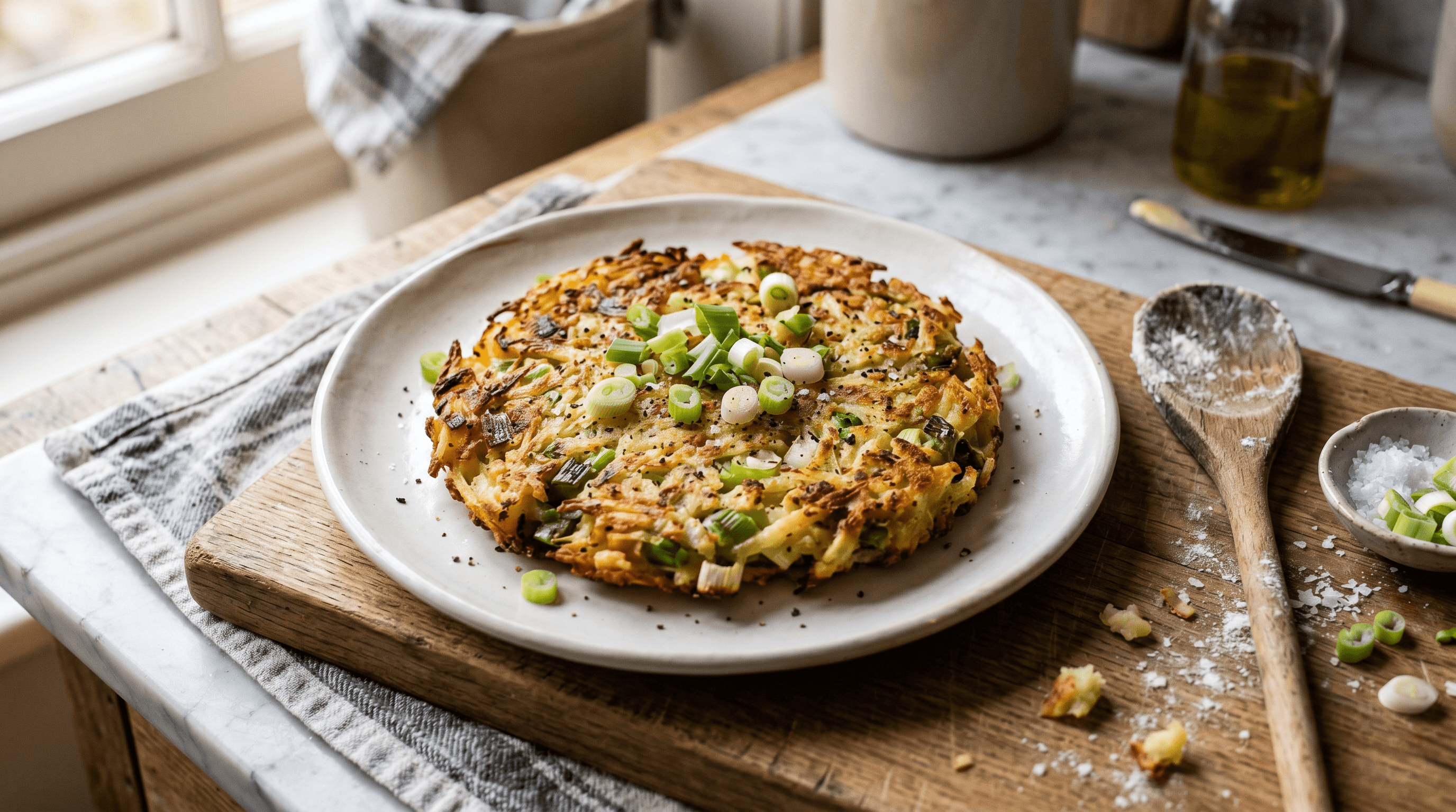 Crispy Potato Rosti with Spring Onions — finished dish