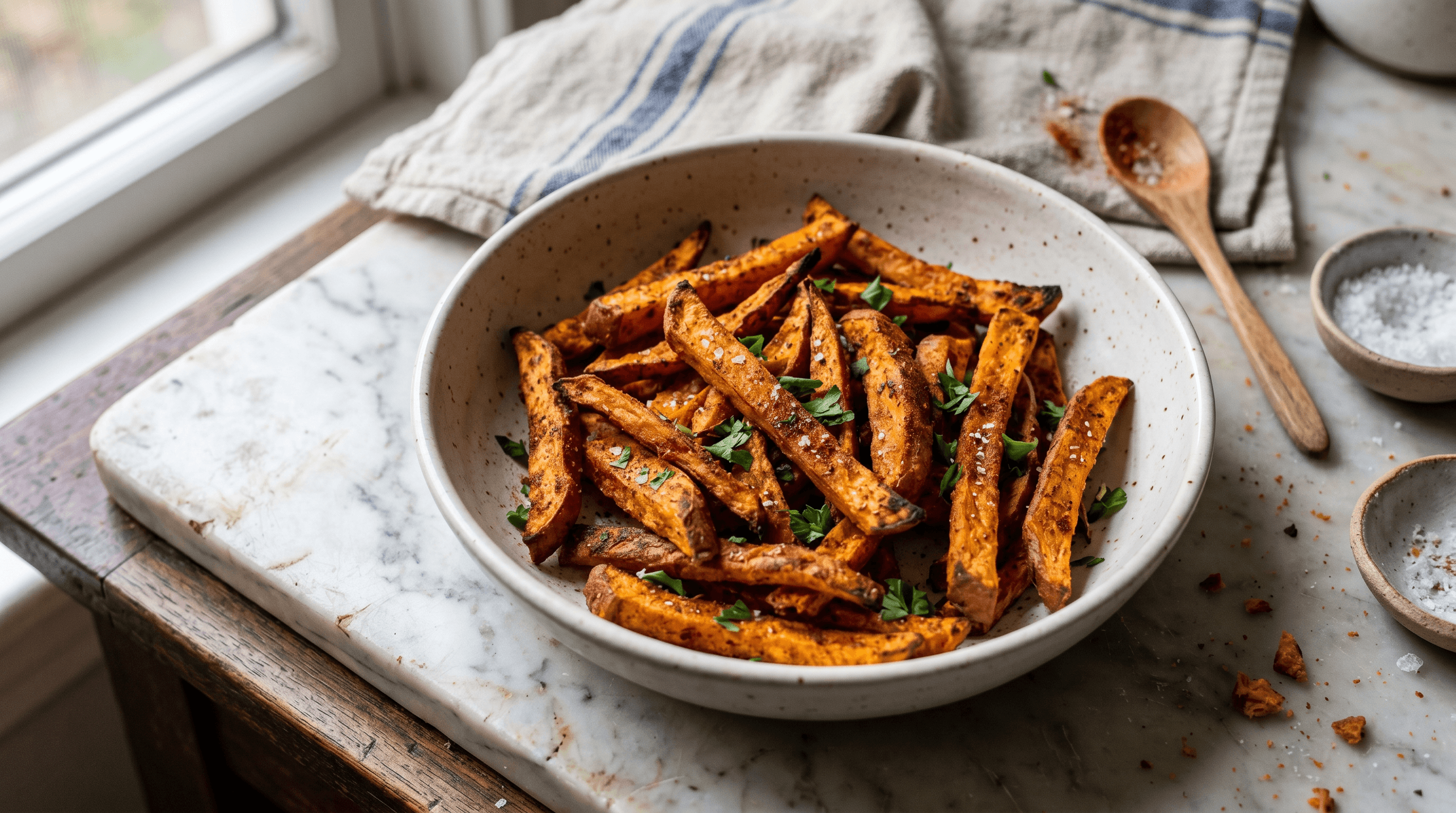 Crispy Sweet Potato Fries with Smoked Paprika — finished dish