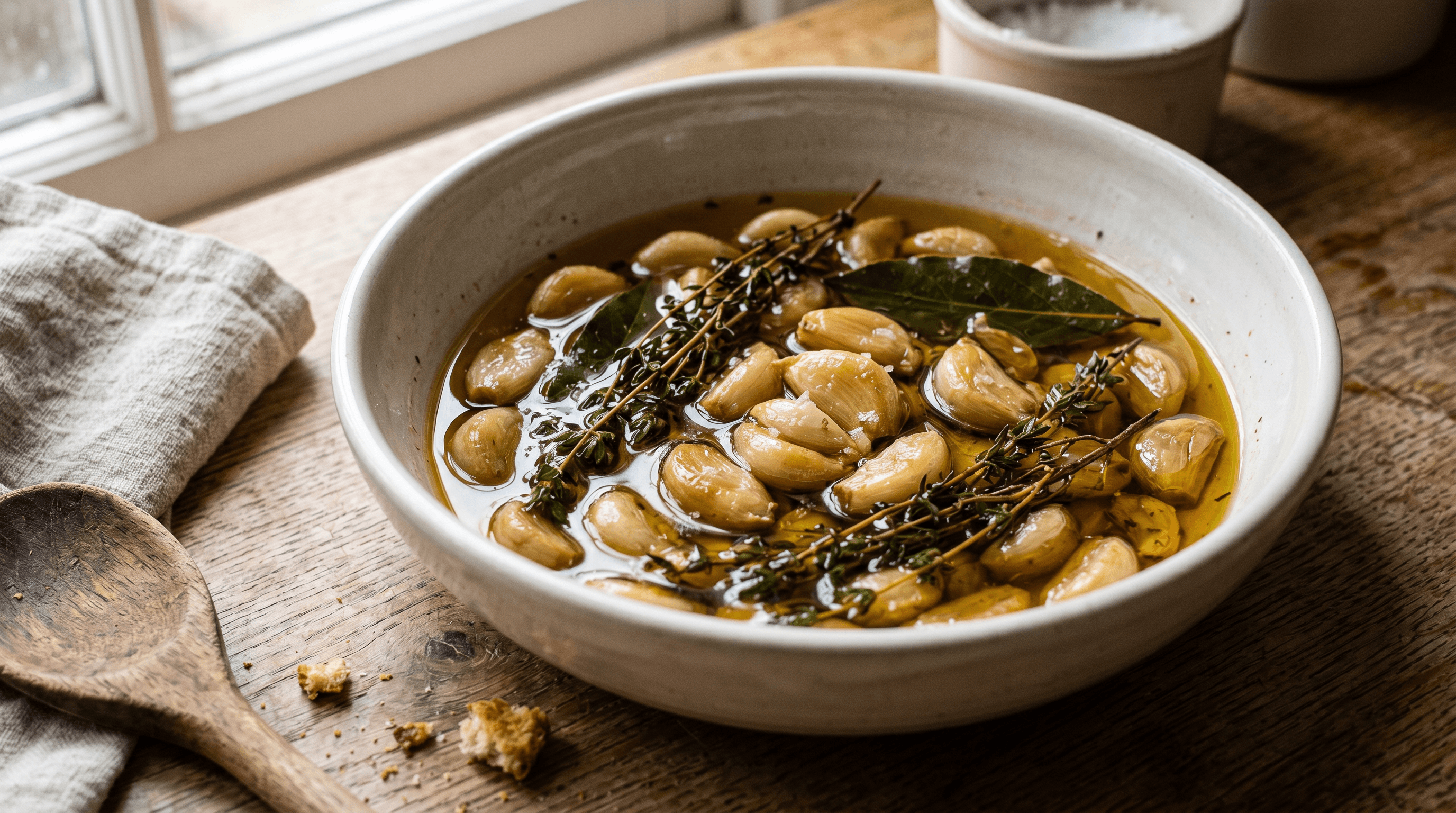 Garlic Confit with Herbs — finished dish